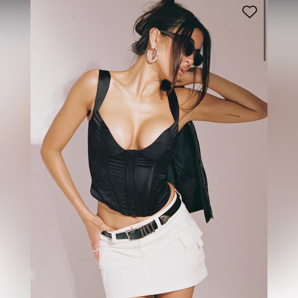 Princess Polly Rowley Satin Black Corset Top Bustier With Boning